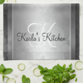 Linge De Cuisine Le noir a marbré personnalisé (Plié)