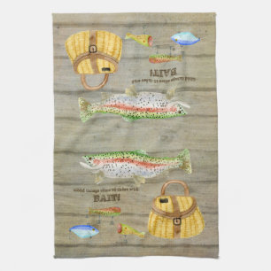 Linge De Cuisine Le panier de pêche de pêche de truite de cabine