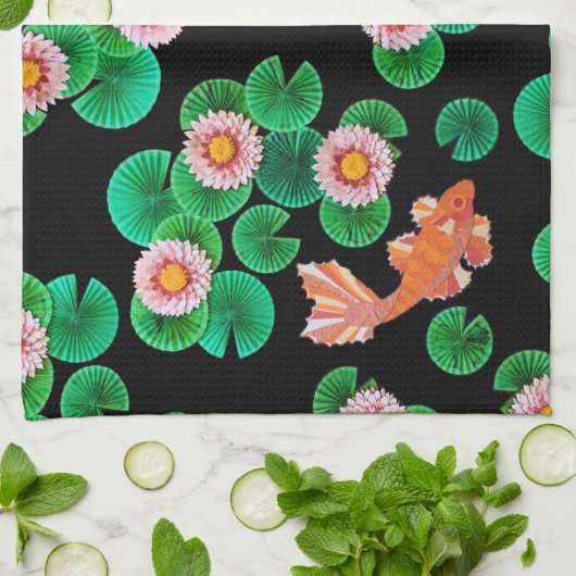 Linge De Cuisine Le papier Koi Pond (Plié)
