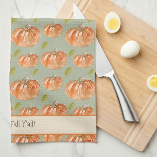 Linge De Cuisine Le Patch Citrouille "Happy Fall Ya'll" (Quart Plié)