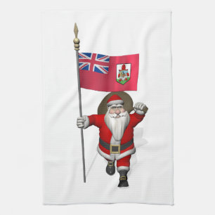 Linge De Cuisine Le père noël avec le drapeau des Bermudes