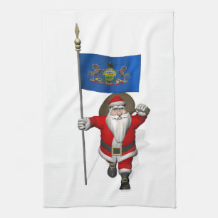 Linge De Cuisine Le Père Noël Avec L'Ensigne De Pennsylvanie