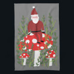 Linge De Cuisine Le Père Noël sur le champignon magique<br><div class="desc">Offrez le cadeau de cette mignonne serviette de cuisine. Customisez-le avec votre propre texte si vous voulez. Consultez ma boutique pour plus de couleurs et de motifs !</div>