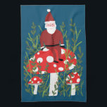Linge De Cuisine Le Père Noël sur le champignon magique<br><div class="desc">Offrez le cadeau de cette mignonne serviette de cuisine. Customisez-le avec votre propre texte si vous voulez. Consultez ma boutique pour plus de couleurs et de motifs !</div>