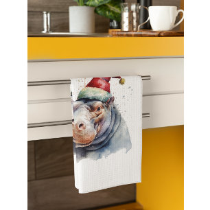 Linge De Cuisine Le petit hippopotame du Père Noël, personnalisé