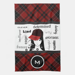 Linge De Cuisine Le plaid rouge frais sportif et Girly