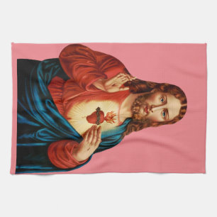 Linge De Cuisine Le Portrait d'Art Fin du Sacré-Cœur de Jésus