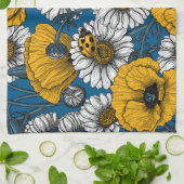 Linge De Cuisine Le pré en jaune et bleu (Plié)