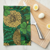 Linge De Cuisine Le pré en vert et jaune (Quart Plié)