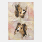 Linge De Cuisine Le sable Sheltie font face (Vertical)