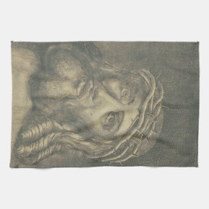 Linge De Cuisine Le Saint Visage de Jésus en Art Monochrome