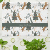 Linge De Cuisine Le tigre de Noël et un Motif d'arbre (Plié)