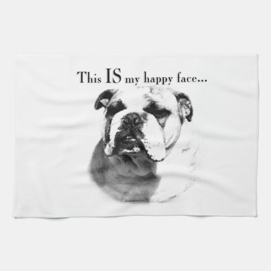 Linge De Cuisine Le visage joyeux de Bulldog (Horizontal)