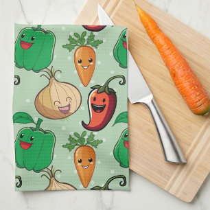Linge De Cuisine Légumes souriants
