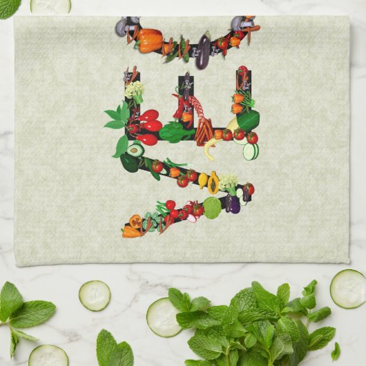 Linge De Cuisine Légumes végétaliens (Plié)