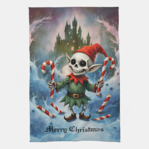 Linge De Cuisine L'elfe de Noël squelettique – Sombre fête de Noël