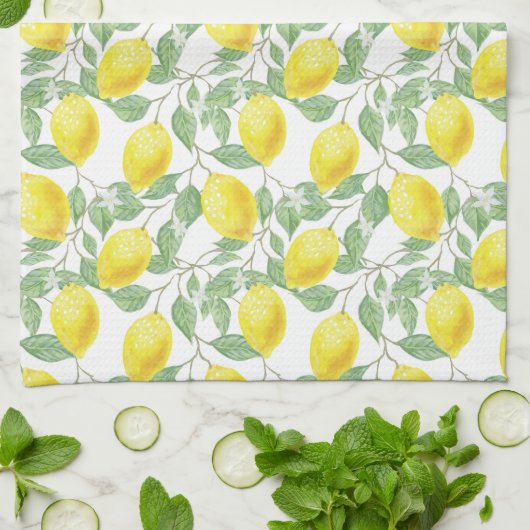 Linge De Cuisine Lemon and Leaves Pattern (Plié)