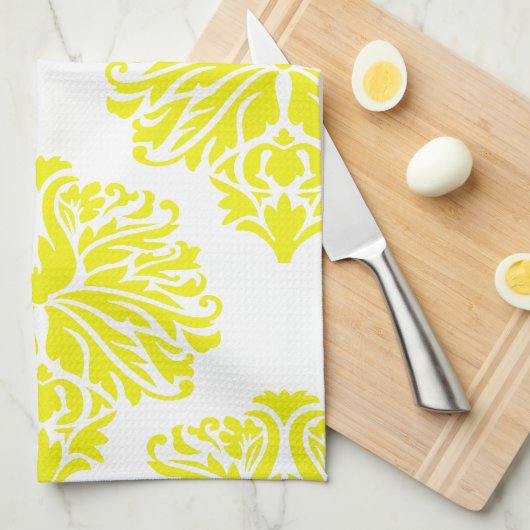 Linge De Cuisine Lemon Elegant Damask (Quart Plié)