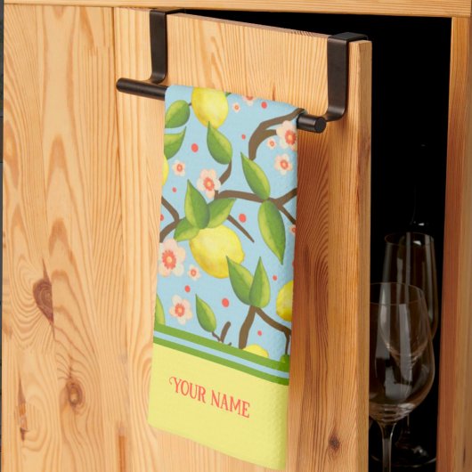 Linge De Cuisine Lemon Votre Nom Jaune Fun Floral Plutôt
