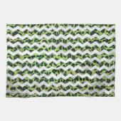 Linge De Cuisine Leopard Chevron noir et vert (Horizontal)