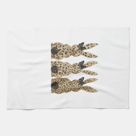 Linge De Cuisine Leopard Cute Bunny Bow Funny Christian Easter Day  (Horizontal)