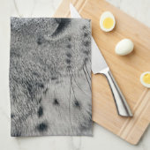 Linge De Cuisine Léopard de neige blanc exotique (Quart Plié)