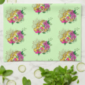 Linge De Cuisine Léopard jaune Gecko Vert (Plié)