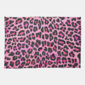 Linge De Cuisine Léopard noir et rose chaud (Horizontal)