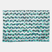 Linge De Cuisine Léopard noir et Turquoise (Horizontal)