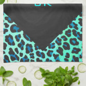 Linge De Cuisine Léopard noir et Turquoise (Plié)