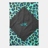 Linge De Cuisine Léopard noir et Turquoise (Vertical)