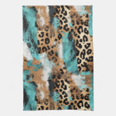 Linge De Cuisine Léopard Noir Turquoise (Vertical)