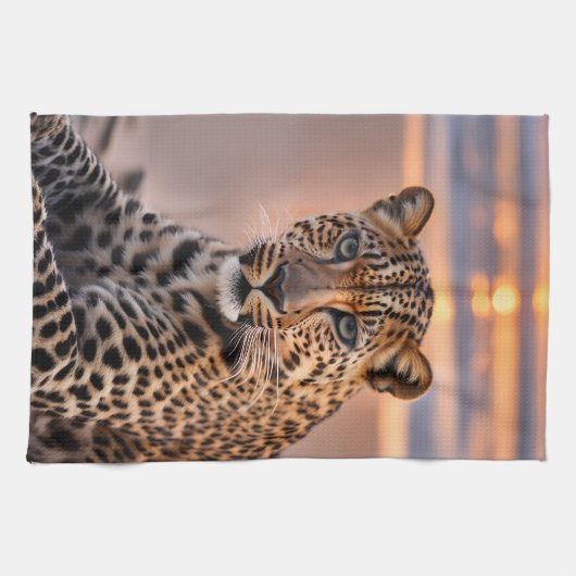 Linge De Cuisine Léopard sur la plage (Horizontal)