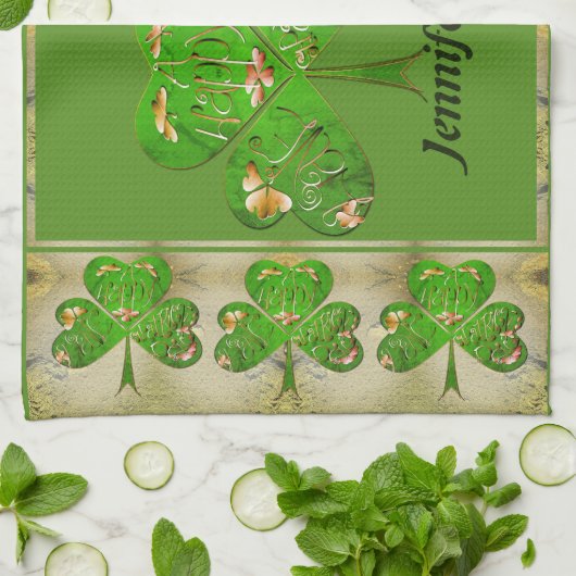 Linge De Cuisine Leprechaun Shamrocks lancer la couverture (Plié)