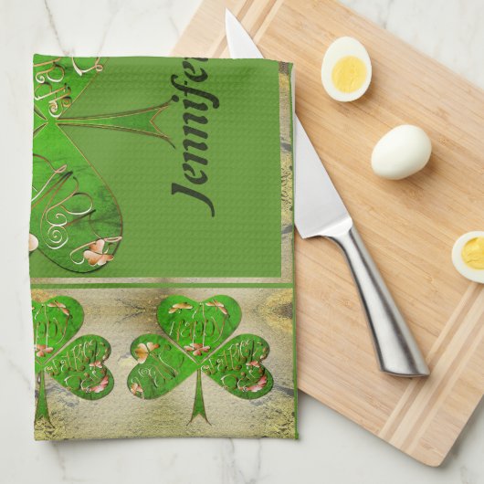 Linge De Cuisine Leprechaun Shamrocks lancer la couverture (Quart Plié)