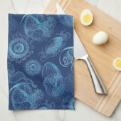 Linge De Cuisine Leptomedusae d'Ernst Haeckel (bleu-foncé) (Quart Plié)