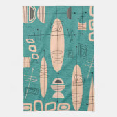 Linge De Cuisine L'ère atomique a inspiré l'art Teal de poissons (Vertical)