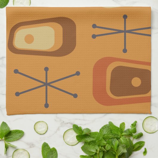 Linge De Cuisine L'ère rétro atomique de l'espace Orange (Plié)