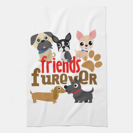 Linge De Cuisine Les amis Furever poursuit des chiots (Vertical)