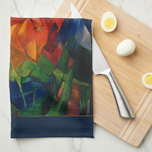 Linge De Cuisine Les animaux dans un paysage par Franz Marc (Quart Plié)