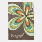 Linge De Cuisine les années 70 Hippie super Fleur Brown Retro Daisy (Vertical)