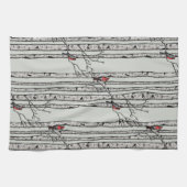 Linge De Cuisine Les bouleaux modernes et les oiseaux cardinaux rou (Horizontal)