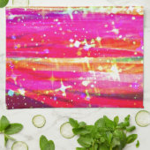 Linge De Cuisine Les CASCADES soustraient la peinture pourpre rose (Plié)