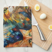 Linge De Cuisine Les chats face aux animaux Art (Quart Plié)