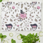 Linge De Cuisine Les CHATS NOIRS SUR LA PIVOINE FLEURIT - la (Plié)
