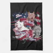Linge De Cuisine Les chiens rouges, blancs et bleus de Pitbull (Vertical)