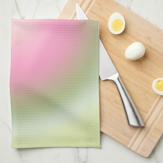 Linge De Cuisine Les Couleurs 07 Aura Rose Et Vert Gradient (Quart Plié)
