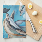 Linge De Cuisine Les dauphins nageant dans la mer (Quart Plié)