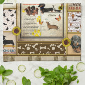 Linge De Cuisine Les Dons Aux Amoureux de les chiens Dachshund (Plié)