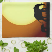 Linge De Cuisine Les éléphants Safari au coucher du soleil (Plié)